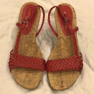 Gianni Bini Red Braided Wedge Sandals Size 7.5